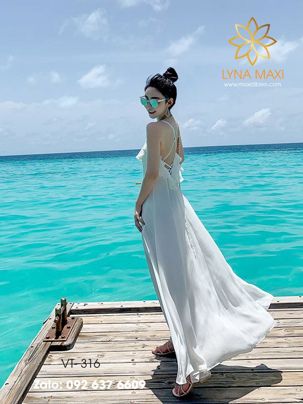 Váy Trắng Đi Biển Đẹp, Trẻ Trung, Sang Chảnh - Lyna Maxi
